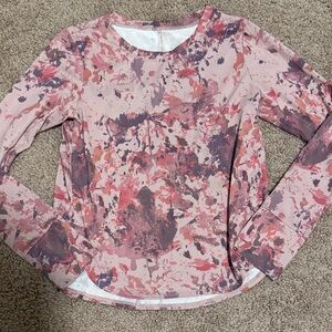 Zella Pink and Purple Abstract Long Sleeve Top